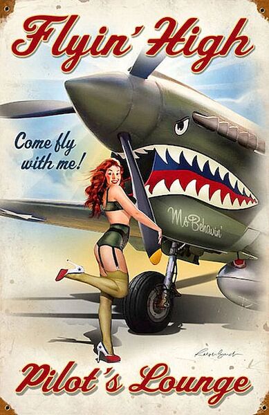 Flying High Pilot's Lounge Ms. Behavin - pin up metal poster metal sign AV0064