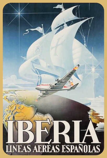 Iberia - Lineas Aereas Espanolas DC-4 Skymaster Vintage metal poster metal sign AV0007