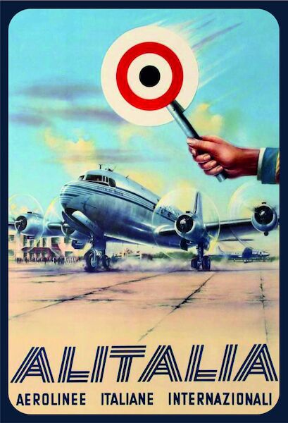 Alitalia - Aerolinee Italiane Internaziolani DC-4 Skymaster Vintage metal poster metal sign AV0009