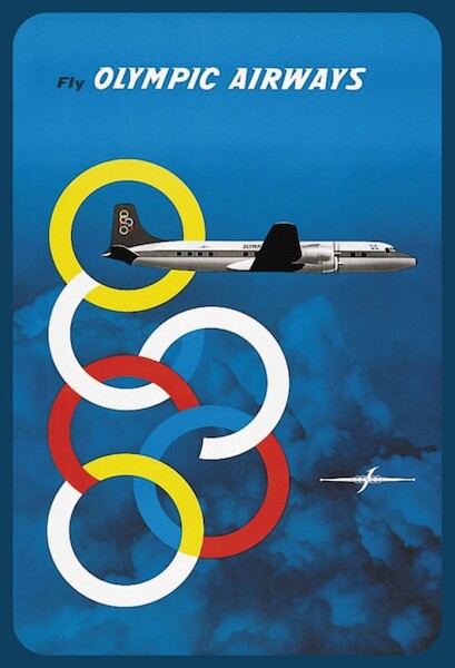Fly Olympic Airways DC-6 Vintage metal poster metal sign AV0025