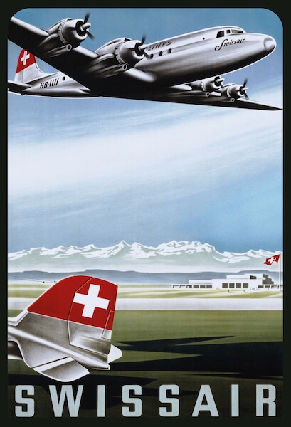 Swissair DC-4 Vintage metal poster metal sign AV0027