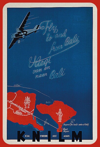 KNILM: Fly to and from Bali, Vliegt van en naar Bali (Royal Netherlands Indies Airways) Vintage metal poster metal sign AV0034