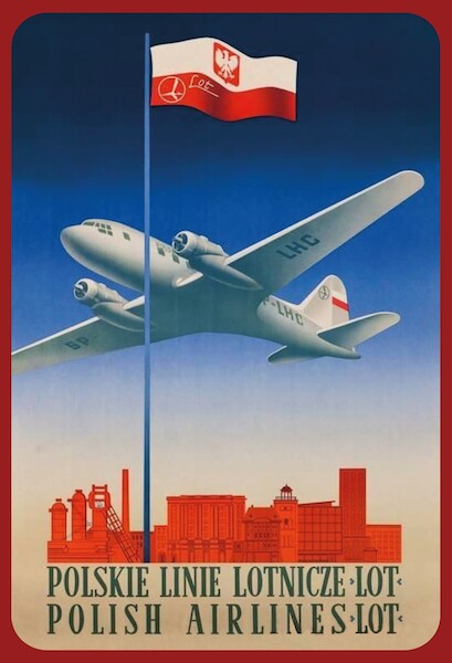 LOT: Polskie Linie Lotnicze, Polish Airlines Vintage metal poster metal sign AV0035