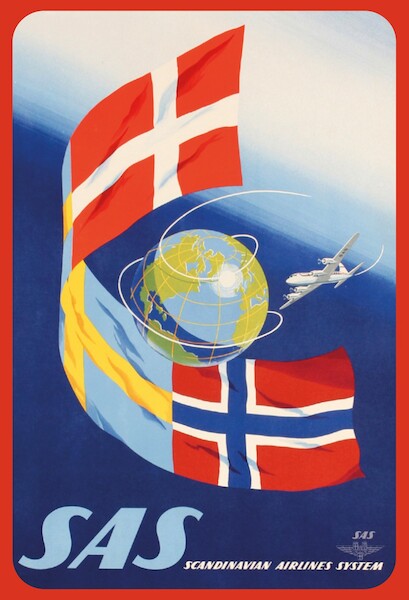 SAS - Scandinavian Airlines System National Flags Vintage metal poster metal sign AV0038
