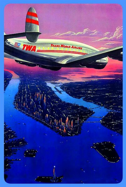 Manhattan New York City - Trans World Airlines TWA Vintage metal poster metal sign  AV0046