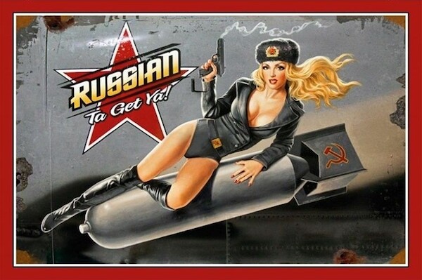 Russian Nose Art pin up Ta get ya! metal poster metal sign  CC0856-M