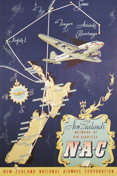 New Zealand's Network of Air Services NAC DC-3  Vintage metal poster metal sign  NAC DC-3