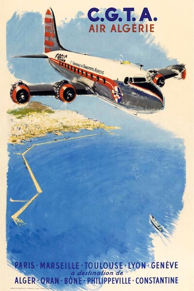 CGTA Air Algérie DC-4 Vintage metal poster metal sign V4-CGTA