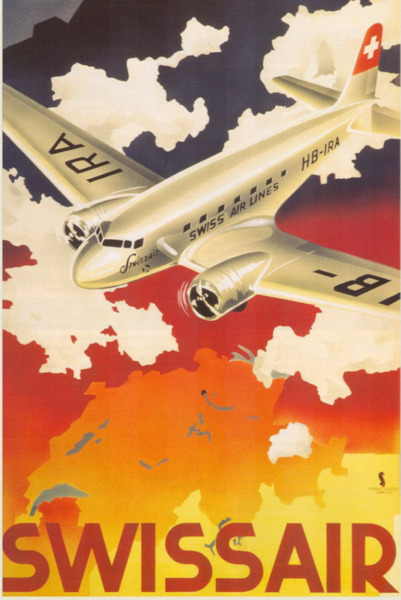 Swissair Swiss Air Lines DC-3 Vintage metal poster metal sign V4-SWISSAIR