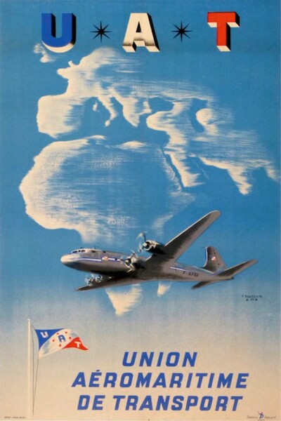 UAT Union Aéromaritime de Transport Vintage metal poster metal sign V4-UAT