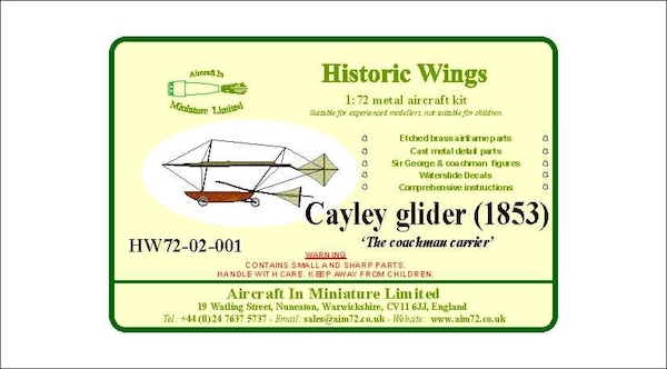 Cayley Glider 1853  "The Coachman Carrier" (END OF LINE SALE)  HW-72-02-001