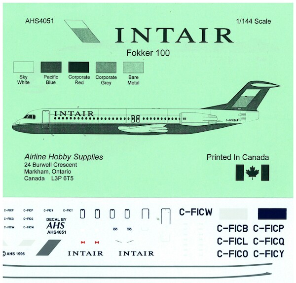 Fokker 100 (Intair)  AHS4051