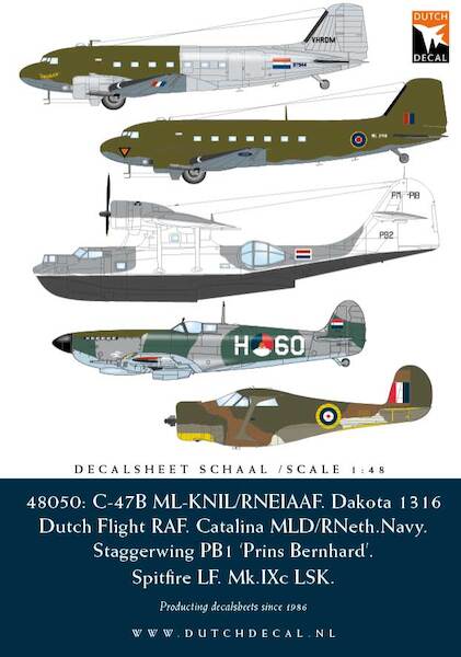 C47, ML-KNIL, RNEIAF, Dakota 1316 Flight RAF, Catalina MLD, Staggerwing PB1, Spitfire LF MKIXc LSK) SOME STOCK FOUND! DD48050