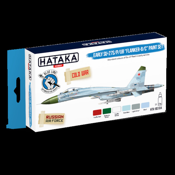 Early Sukhoi Su27S/P/UB Flanker B/C Paint set (6 colours)  Optimised for Brushpainting  HTK-BS104