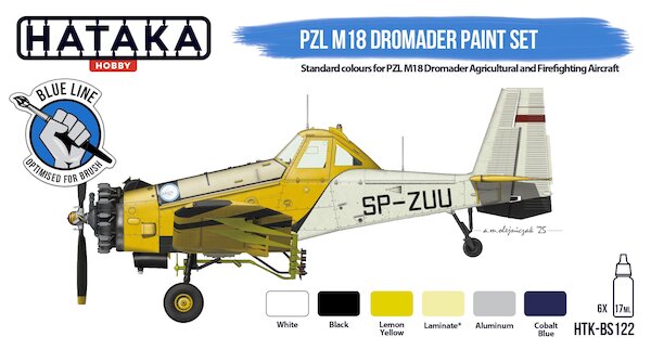 PZL M18 Dromader Paint Set (8 paints) (6 colours) Optimised for Brushpainting  HTK-BS122
