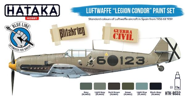 Luftwaffe 'Legion Condor" paint set (6 colours) Optimised for Brushpainting HTK-BS32