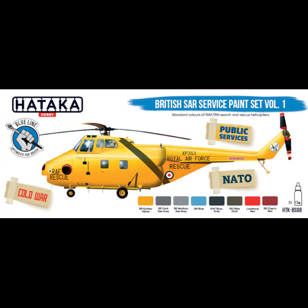 British SAR Service paint set (8 colours) Vol 1 Optimised for Brushpainting  HTK-BS98