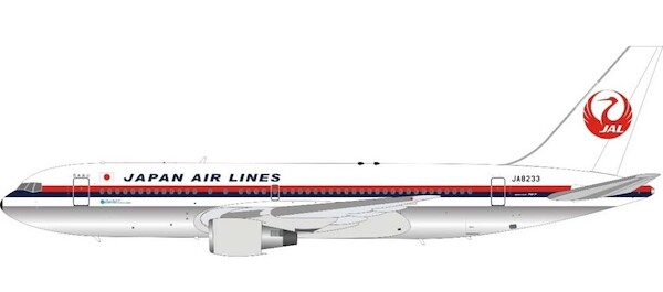 Boeing 767-200 JAL Japan Air Lines Polished JA8233. No Gear. Inflight condition only placed on stand.  JF-767-2-FLT