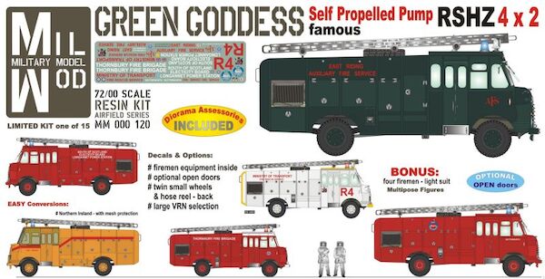 Bedford RSHZ Green Goddess Self Propelled Pump 4 x 2 (Auxiliary Fire Service) - Figures & fire equyipment MM000-120