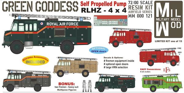 Bedford RLHZ Green Goddess Self Propelled Pump 4 x 2 (RAF Fire Service) - Figures & fire equyipment MM000-121