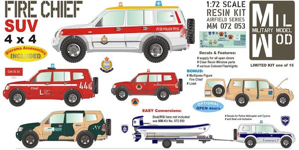 Mitsubishi Pajero 4 x 4 SUV Fire Chief command car - with various roof Flashlights MM072-053