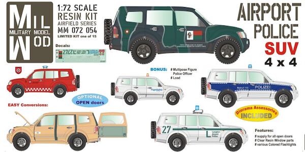 Mitsubishi Pajero 4 x 4 SUV Airport Police car - with various roof Flashlights MM072-054