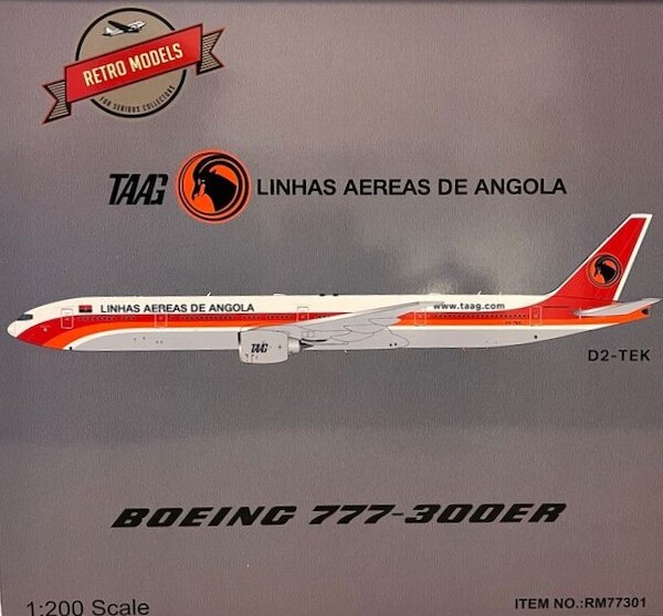 Boeing 777-300ER TAAG Angola Airlines D2-TEK (no landing gear, inflight  display only)  RM77301FLY