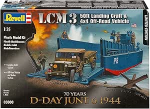 70 years of D-Day June 6 1944, LCM3 50ft Landing craft and 4x4 off road vehicle (Jeeops with trailer)  03000